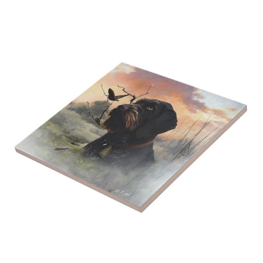 German Wirehaire Pointer Tegeltje (Zijkant)