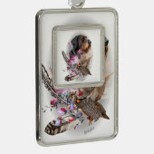 German Wirehaire Pointer Verzilverd Omlijst Ornament (Rechts)