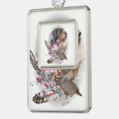 German Wirehaire Pointer Verzilverd Omlijst Ornament (Links)