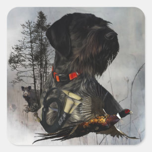 German Wirehaire Pointer Vierkante Sticker