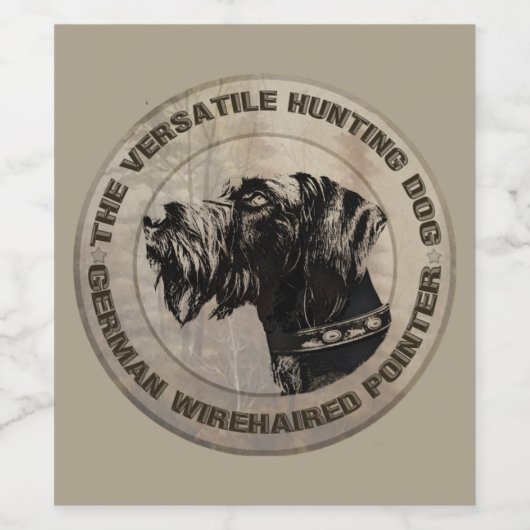 German Wirehaire Pointer Wijn Etiket (Enkel label)