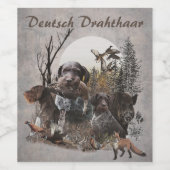German Wirehaire Pointer Wijn Etiket (Enkel label)