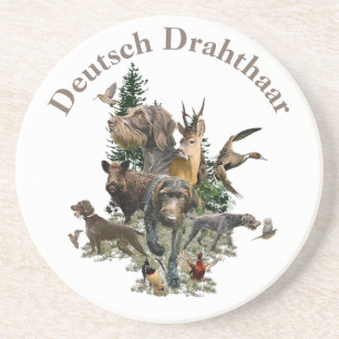 German Wirehaire Pointer Zandsteen Onderzetter