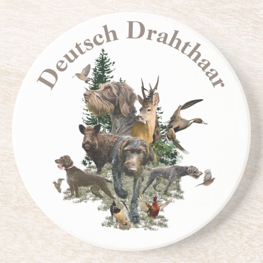 German Wirehaire Pointer Zandsteen Onderzetter (Voorkant)