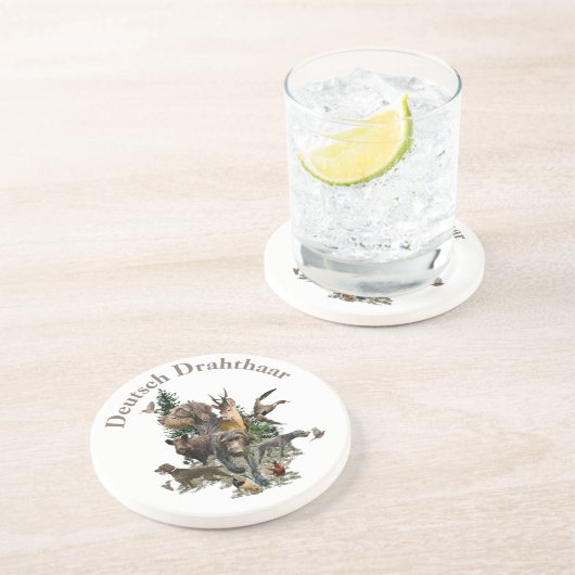 German Wirehaire Pointer Zandsteen Onderzetter (Zijkant)