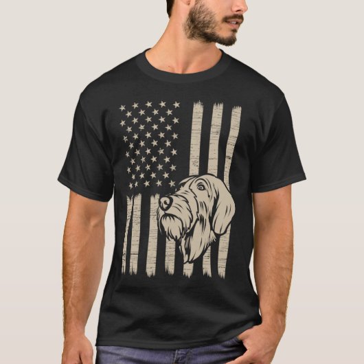 German Wirehaired Pointer American USA Flag T-shirt (Voorkant)