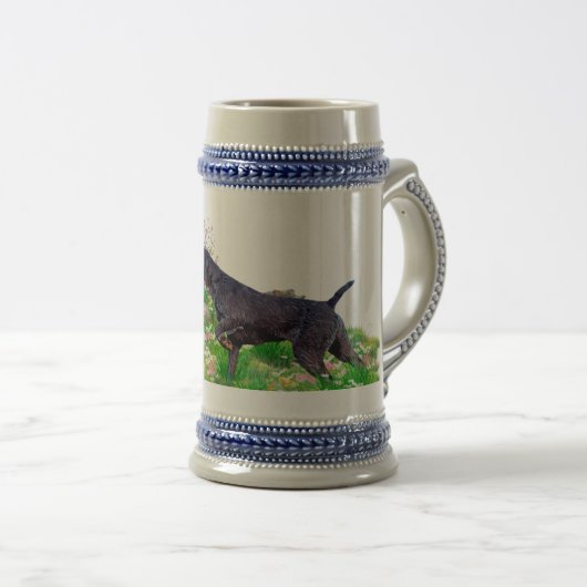 German Wirehaired Pointer Beer Stein Bierpul (Voorkant rechts)