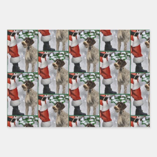 German Wirehaired Pointer Christmas Inpakpapier Vel (Voorkant 2)
