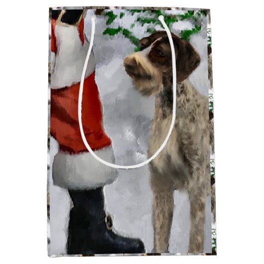 German Wirehaired Pointer Christmas Medium Cadeauzakje (Voorkant)