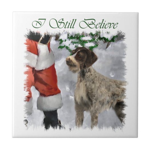 German Wirehaired Pointer Christmas Tegeltje (Voorkant)