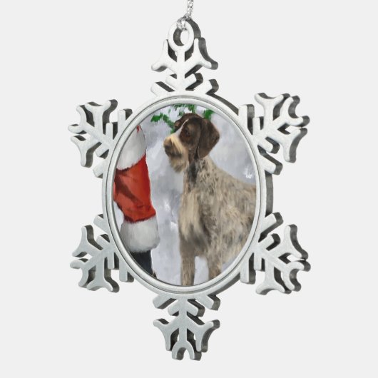 German Wirehaired Pointer Christmas Tin Sneeuwvlok Ornament (Rechts)