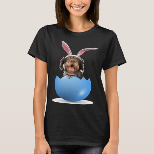 German Wirehaired Pointer Dog Easter Bunny Egg Hun T-shirt (Voorkant)