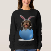 German Wirehaired Pointer Dog Easter Bunny Egg Hun Trui (Voorkant)
