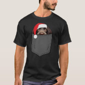 German Wirehaired Pointer Dog Hat Christmas Pocket T-shirt (Voorkant)