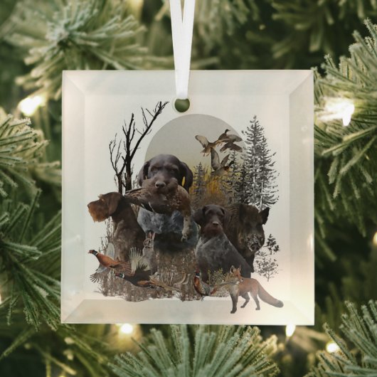 German Wirehaired Pointer Glas Ornament (Insitu)