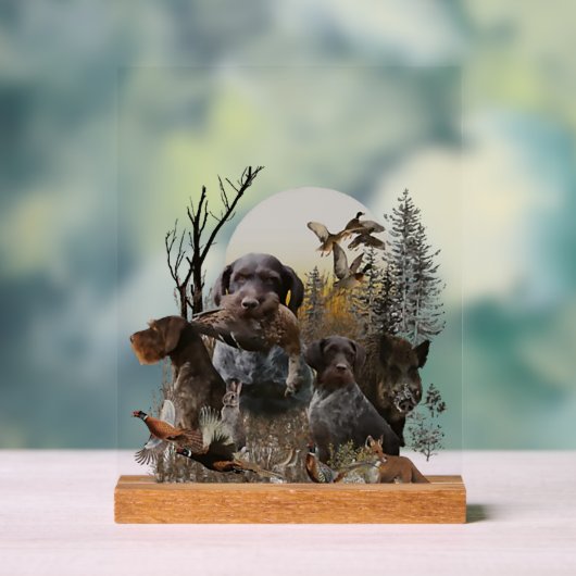 German Wirehaired Pointer, GWP Acryl Bord (Neutraal)