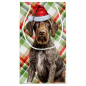 German Wirehaired Pointer Holiday Plaid Christmas Klein Cadeauzakje (Achterkant)