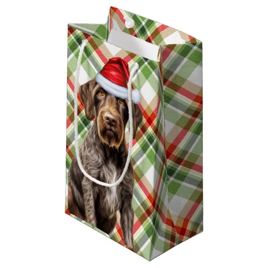 German Wirehaired Pointer Holiday Plaid Christmas Klein Cadeauzakje (Voorkant Gekanteld)