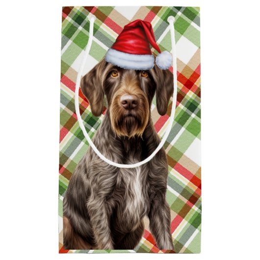 German Wirehaired Pointer Holiday Plaid Christmas Klein Cadeauzakje (Voorkant)