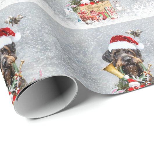 German Wirehaired Pointer  Merry Christmas! Cadeaupapier (Rol Hoek)