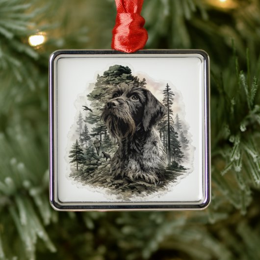 German Wirehaired Pointer Metalen Ornament (Boom)