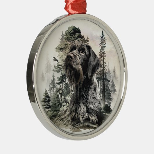 German Wirehaired Pointer Metalen Ornament (Rechts)