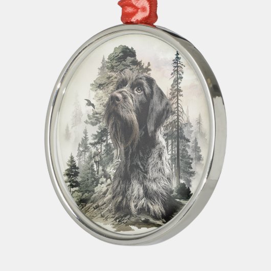 German Wirehaired Pointer Metalen Ornament (Links)