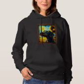 German Wirehaired Pointer Painting Sunflower Flowe Hoodie (Voorkant)