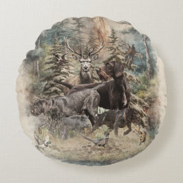 German Wirehaired Pointer Rond Kussen