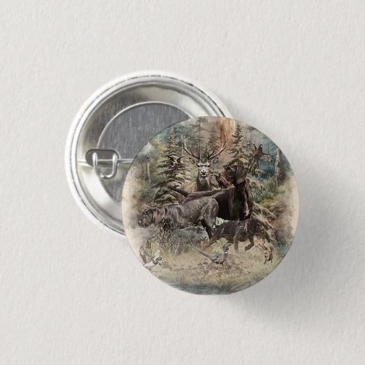 German Wirehaired Pointer Ronde Button 3,2 Cm (Voorkant /achterkant)