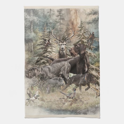 German Wirehaired Pointer Theedoek (Verticaal)