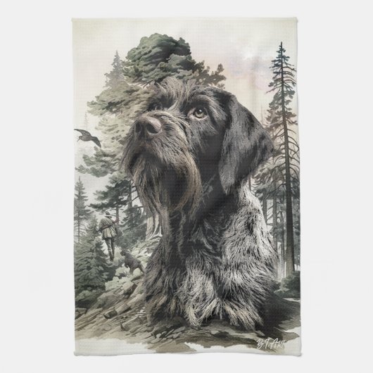 German Wirehaired Pointer Theedoek (Verticaal)
