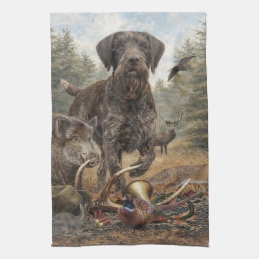 German Wirehaired Pointer Theedoek (Verticaal)