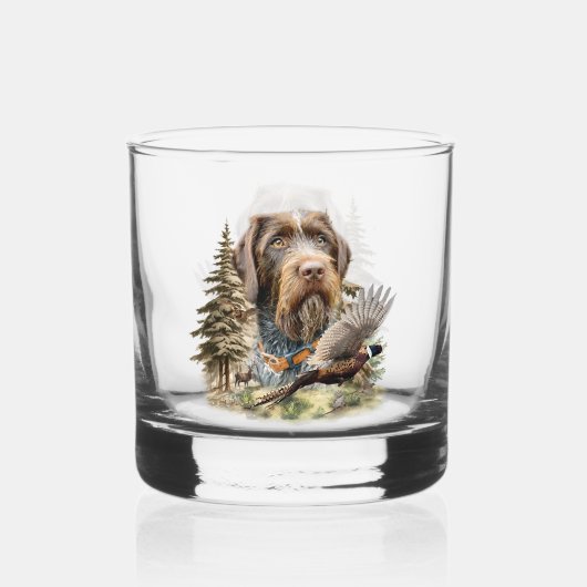German Wirehaired Pointer Whisky Glas (Voorkant)