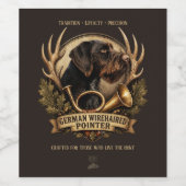 German Wirehaired Pointer Wijn Etiket (Enkel label)