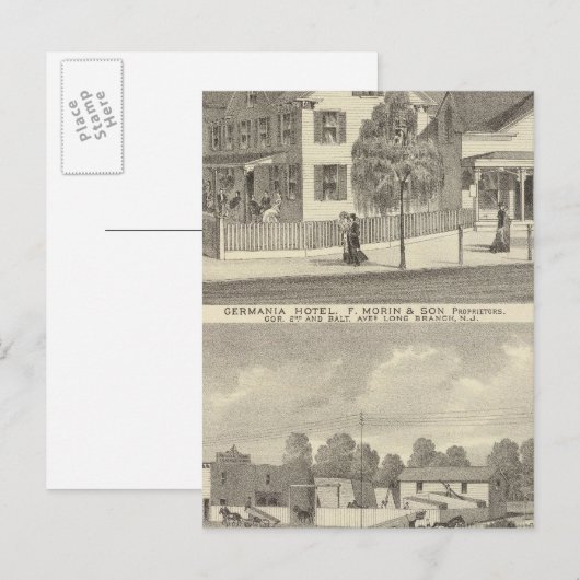 Germania Hotel, Long Branch en Hughes Brothers Briefkaart (Voorkant / Achterkant)