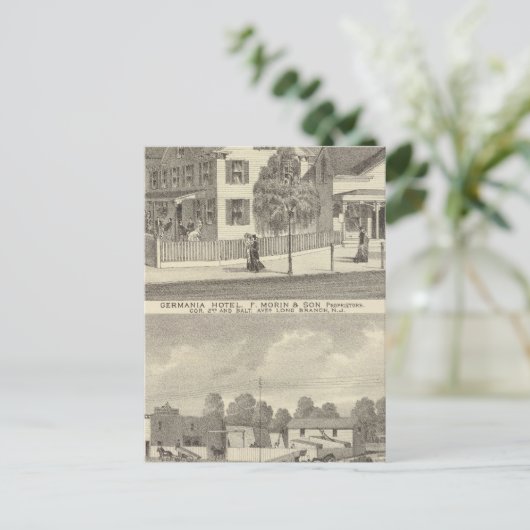 Germania Hotel, Long Branch en Hughes Brothers Briefkaart (Staand voorkant)