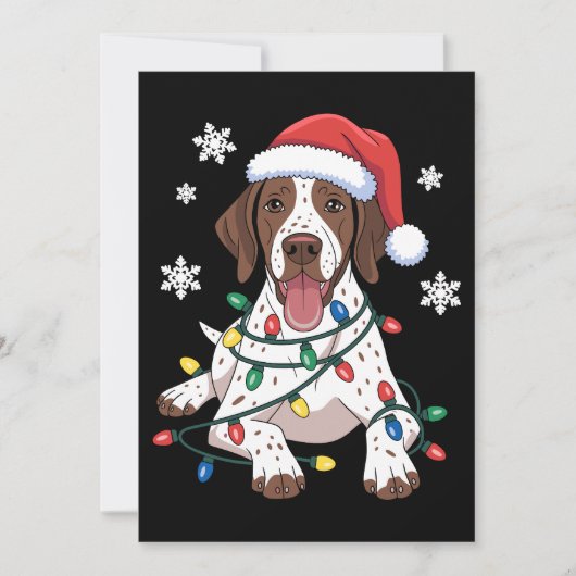 Germann Shorthaired Pointer Kerstlichten Hond Kaart (Voorkant)