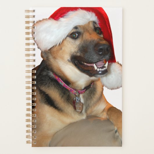 Germans Shepherd met een pet voor de kerstman Planner (Voorkant)