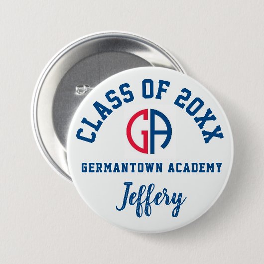 Germantown Academy Button Logo Custom Gepersonalis (Voorkant /achterkant)