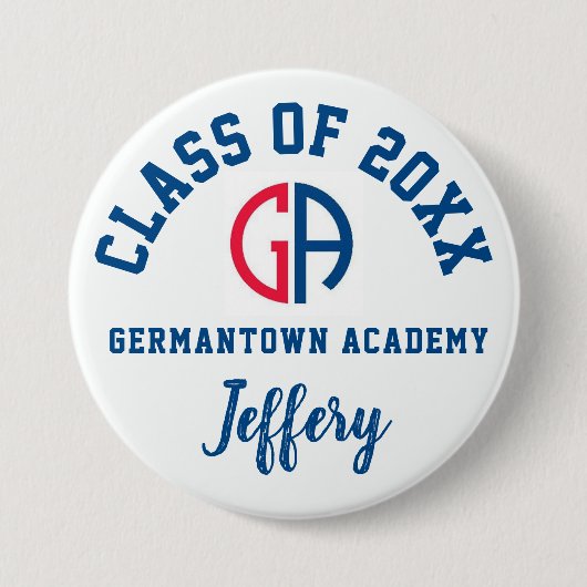 Germantown Academy Button Logo Custom Gepersonalis (Voorkant)