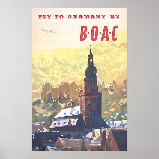 Germany Art Print German Decor BOAC Travel Poster (Voorkant)