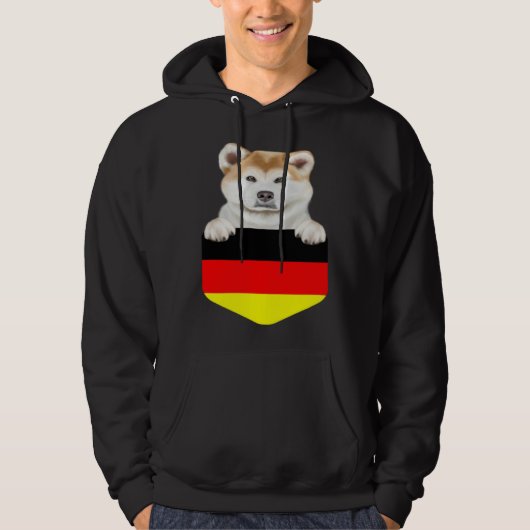 Germany Flag Akita Dog In Pocket Hoodie (Voorkant)