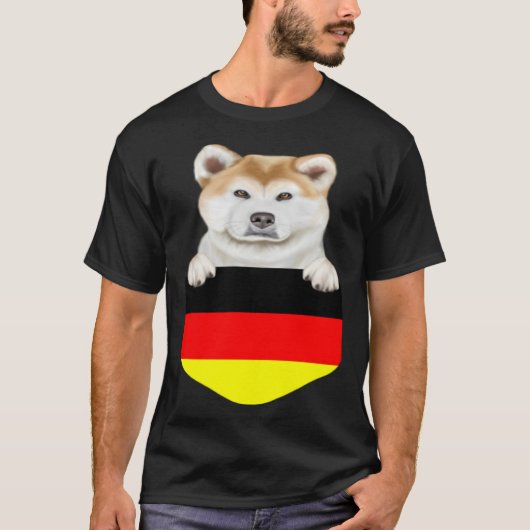 Germany Flag Akita Dog In Pocket T-shirt (Voorkant)