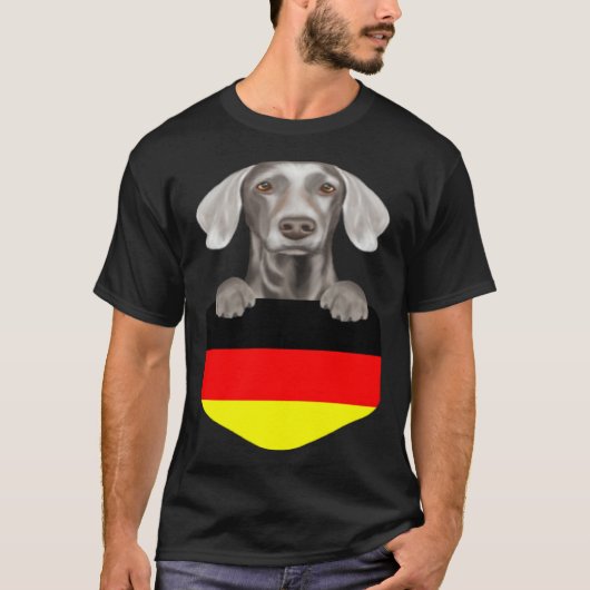 Germany Flag Weimaraner Dog In Pocket T-shirt (Voorkant)