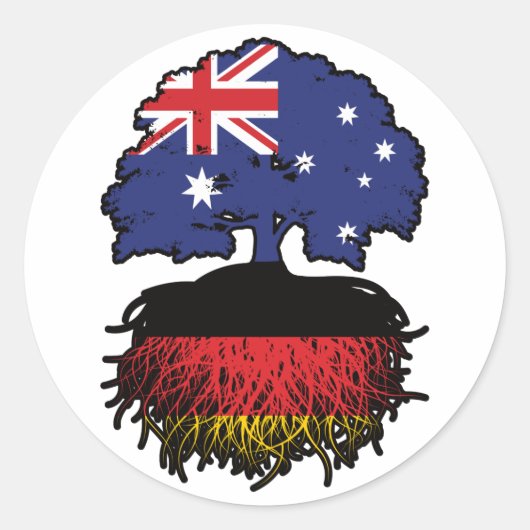 Germany German Australian Australia Tree Roots Ronde Sticker (Voorkant)