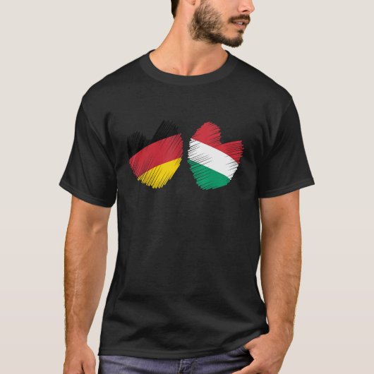 Germany Hungary Heart German Flag Hungarian Flag H T-shirt (Voorkant)