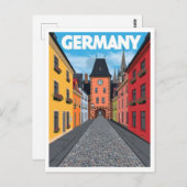 Germany Street Scene Retro Travel Briefkaart (Voorkant / Achterkant)