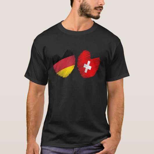 Germany Switzerland Heart German Flag Swiss Flag H T-shirt (Voorkant)