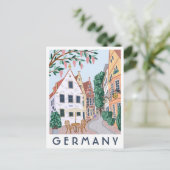 Germany Village Illustrated Travel Postcard  Briefkaart (Staand voorkant)